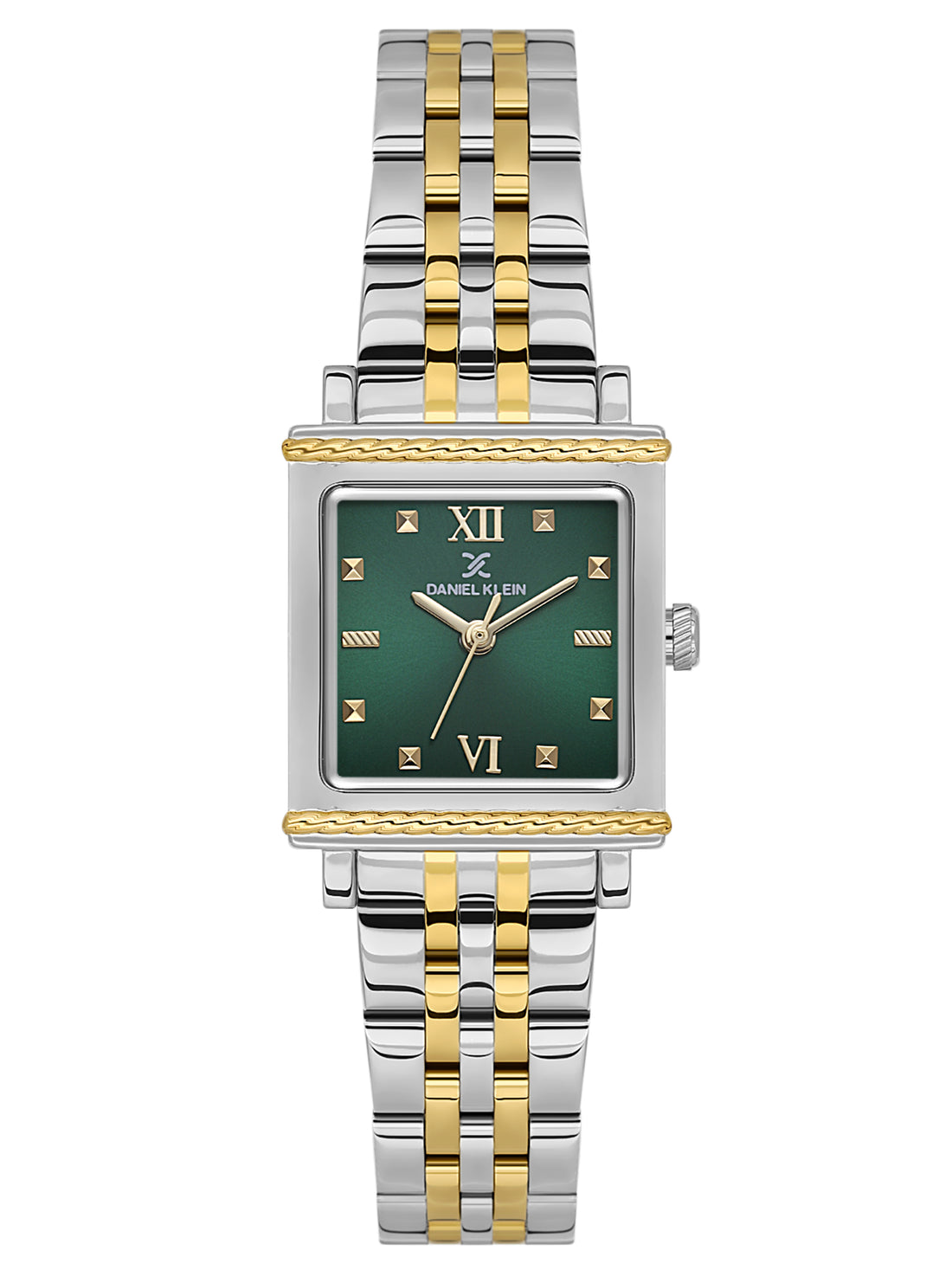 Daniel Klein Analog Dark Green Round Dial Silver and Gold Case Silver and Gold Strap Quartz Water-Resistant Wrist Watch for Women Girls, Ladies DK.1.14168-4