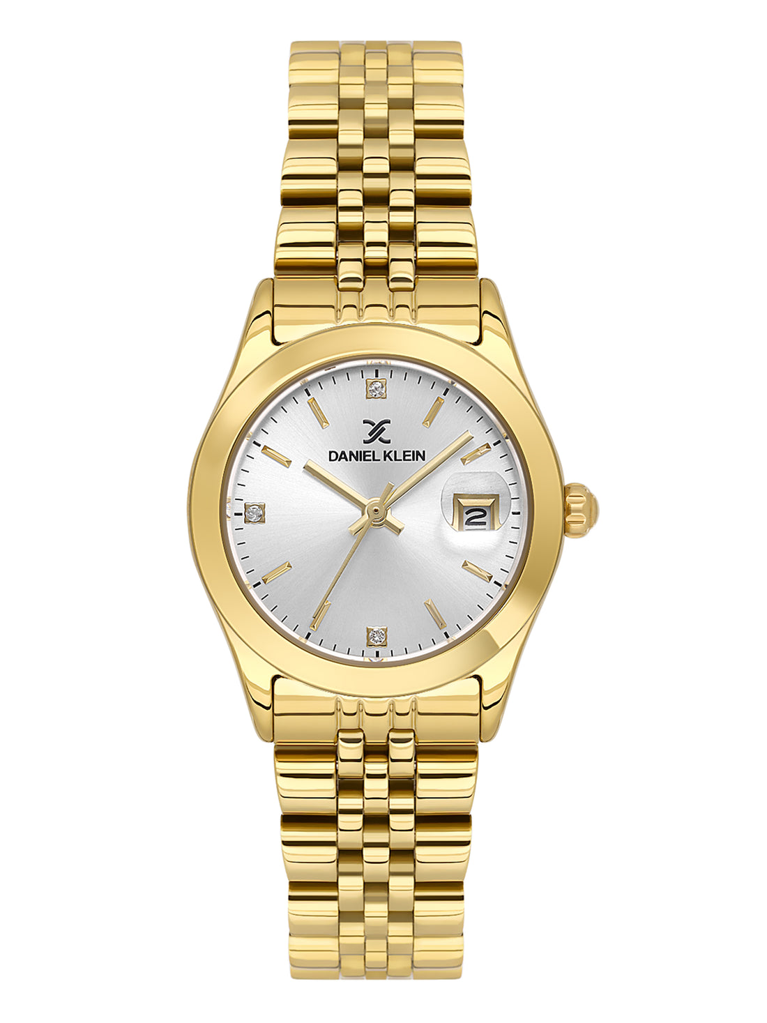 Daniel Klein Analog Silver Round Dial Gold Case Gold Strap Quartz Water-Resistant Wrist Watch for Women Girls, Ladies DK.6.14183-2