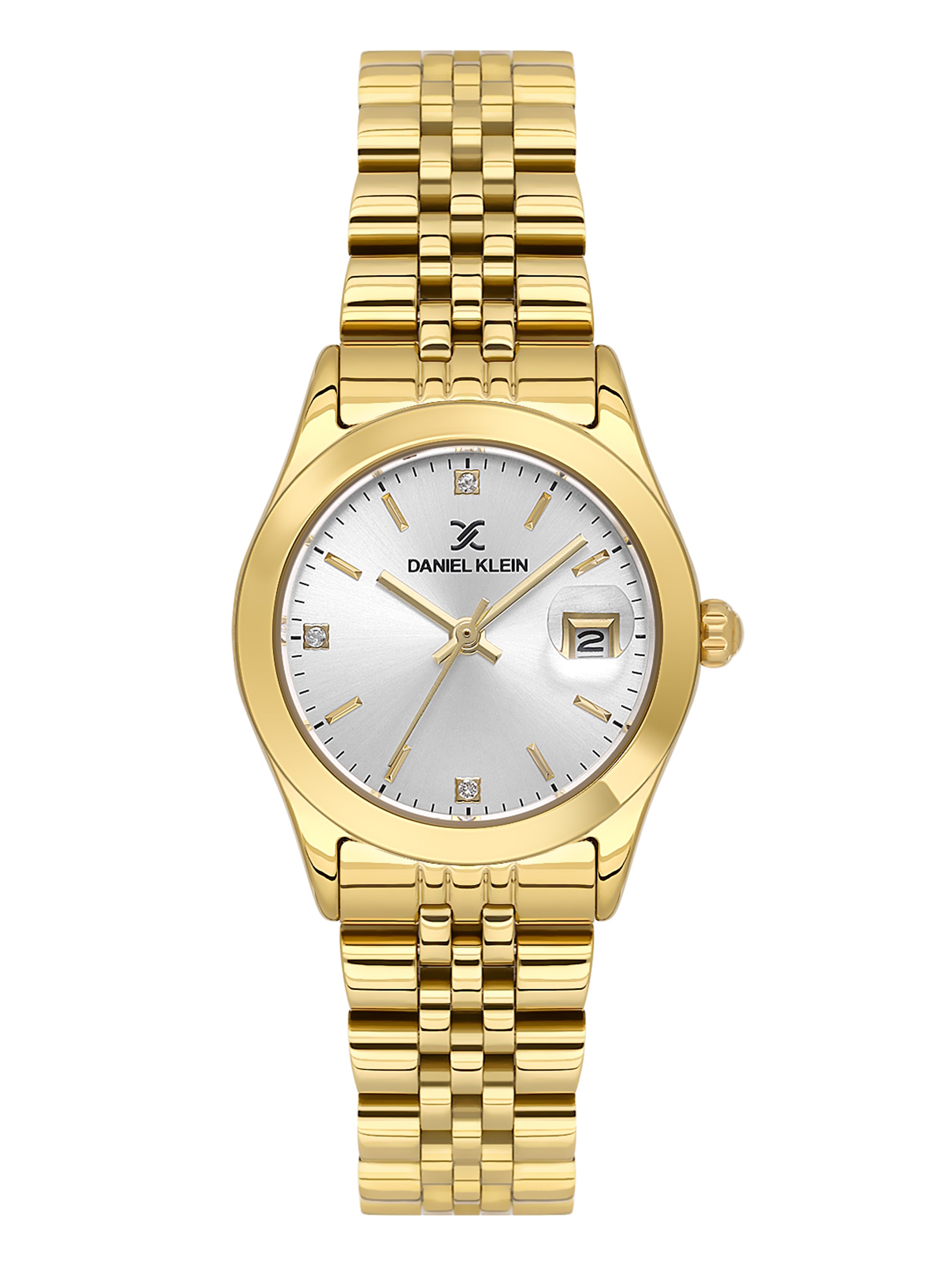 Daniel Klein Analog Silver Round Dial Gold Case Gold Strap Quartz Water-Resistant Wrist Watch for Women Girls, Ladies DK.6.14183-2