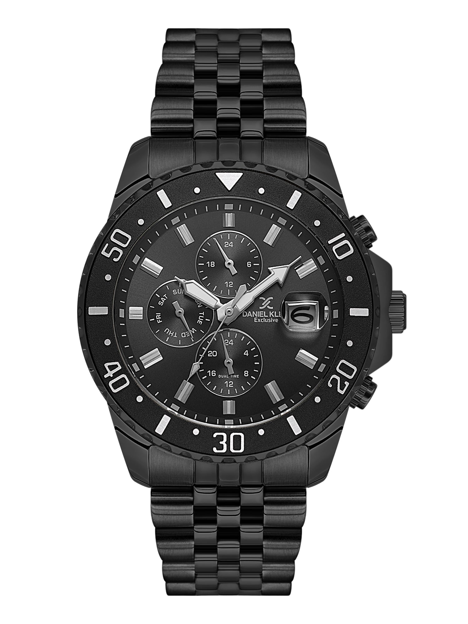Daniel Klein Analog Black Round Dial Black Case Black Strap Quartz Water-Resistant Wrist Watch for Men Boys DK.1.14243-5