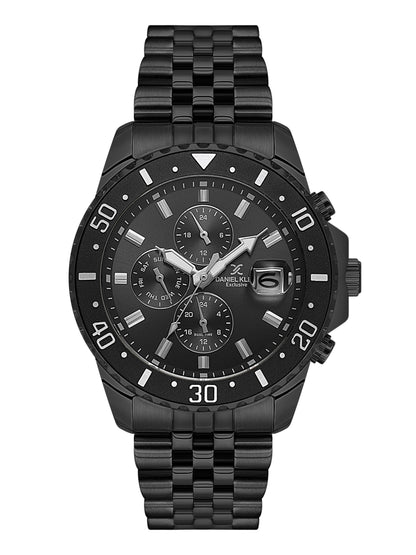 Daniel Klein Analog Black Round Dial Black Case Black Strap Quartz Water-Resistant Wrist Watch for Men Boys DK.1.14243-5