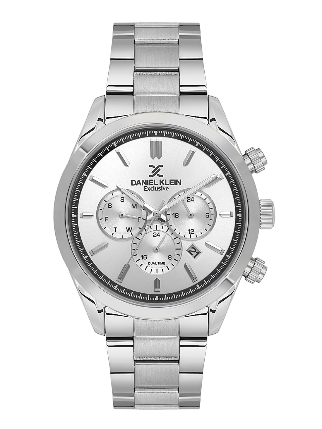 Daniel Klein Analog Dark Blue Round Dial Silver Case Silver Strap Quartz Water-Resistant Wrist Watch for Men Boys DK.6.14259-3