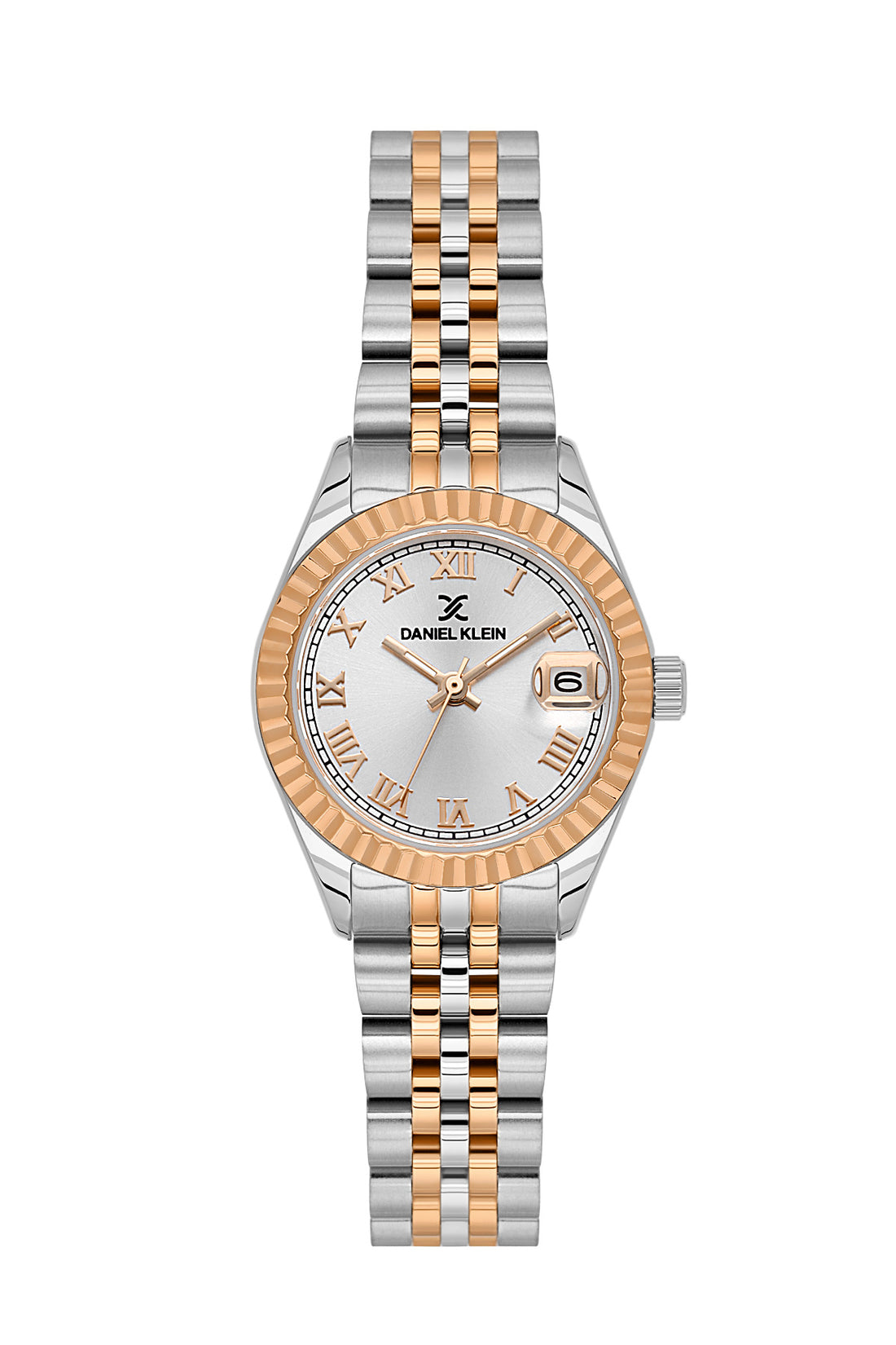 Daniel Klein Silver Dial Silver–Rose Gold Strap Women’s Analog Watch DK.1.14097-5