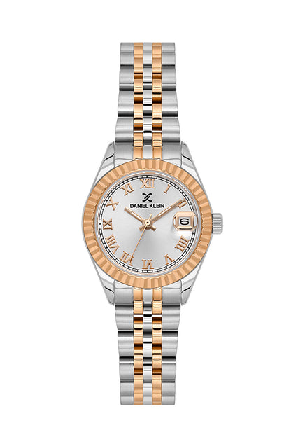 Daniel Klein Silver Dial Silver–Rose Gold Strap Women’s Analog Watch DK.1.14097-5