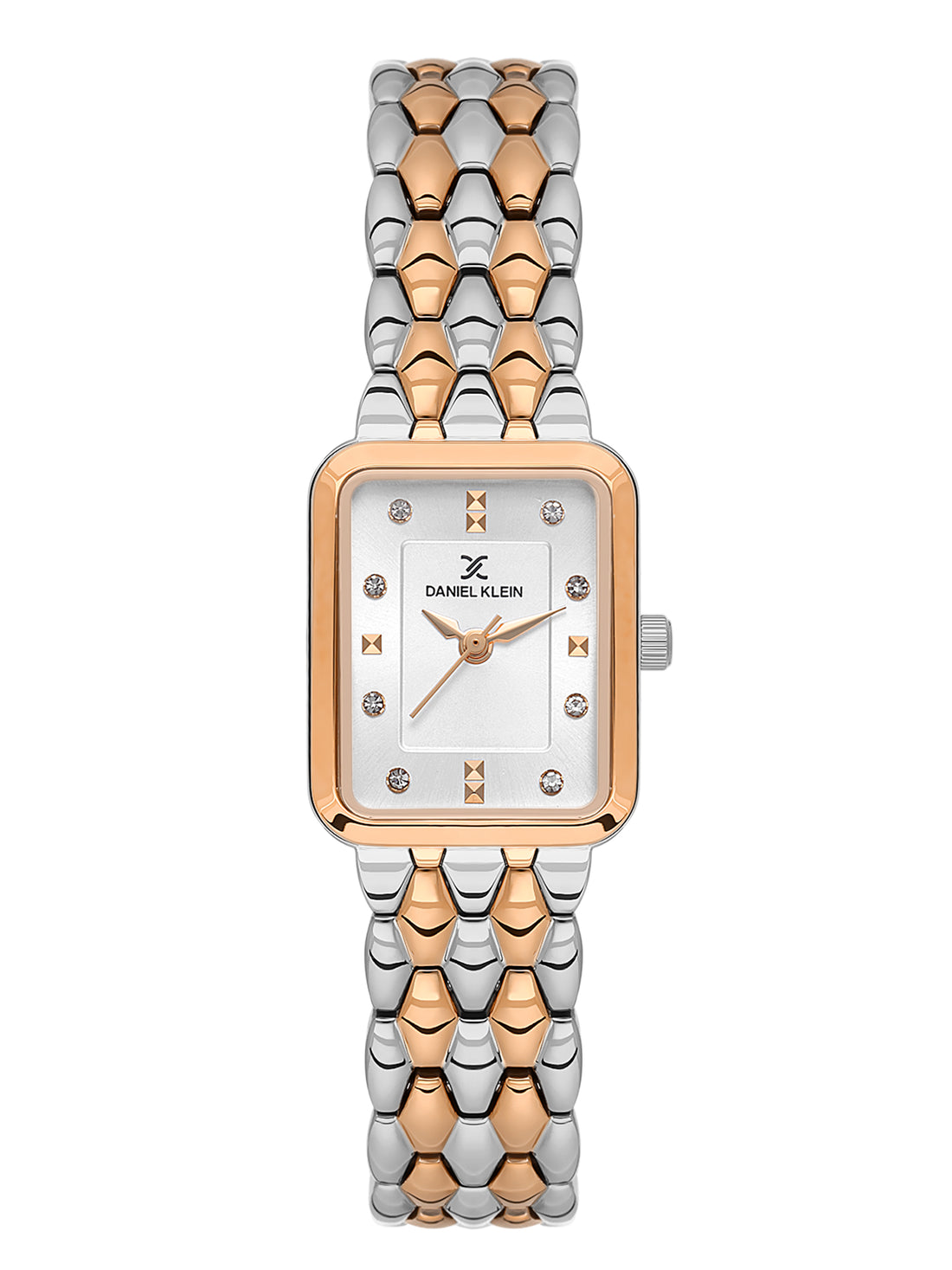 Daniel Klein Analog Silver Round Dial Silver and Rose Gold Case Silver and Rose Gold Strap Quartz Water-Resistant Wrist Watch for Women Girls, Ladies DK.1.14158-6