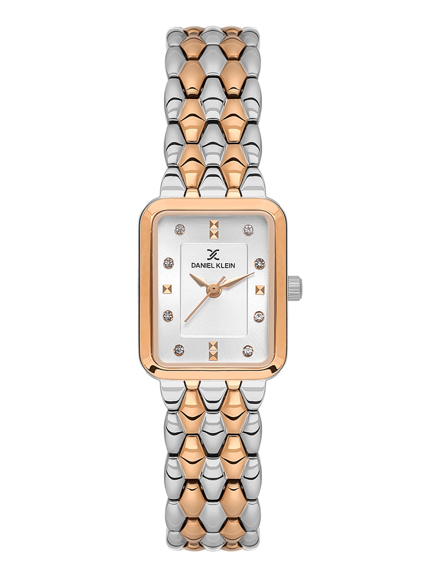 Daniel Klein Analog Silver Round Dial Silver and Rose Gold Case Silver and Rose Gold Strap Quartz Water-Resistant Wrist Watch for Women Girls, Ladies DK.1.14158-6