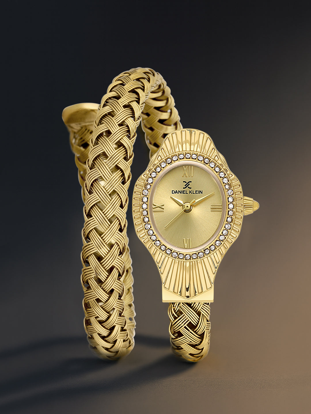 Daniel Klein Gold Dial Gold Strap Women’s Analog Watch DK.1.14121-2