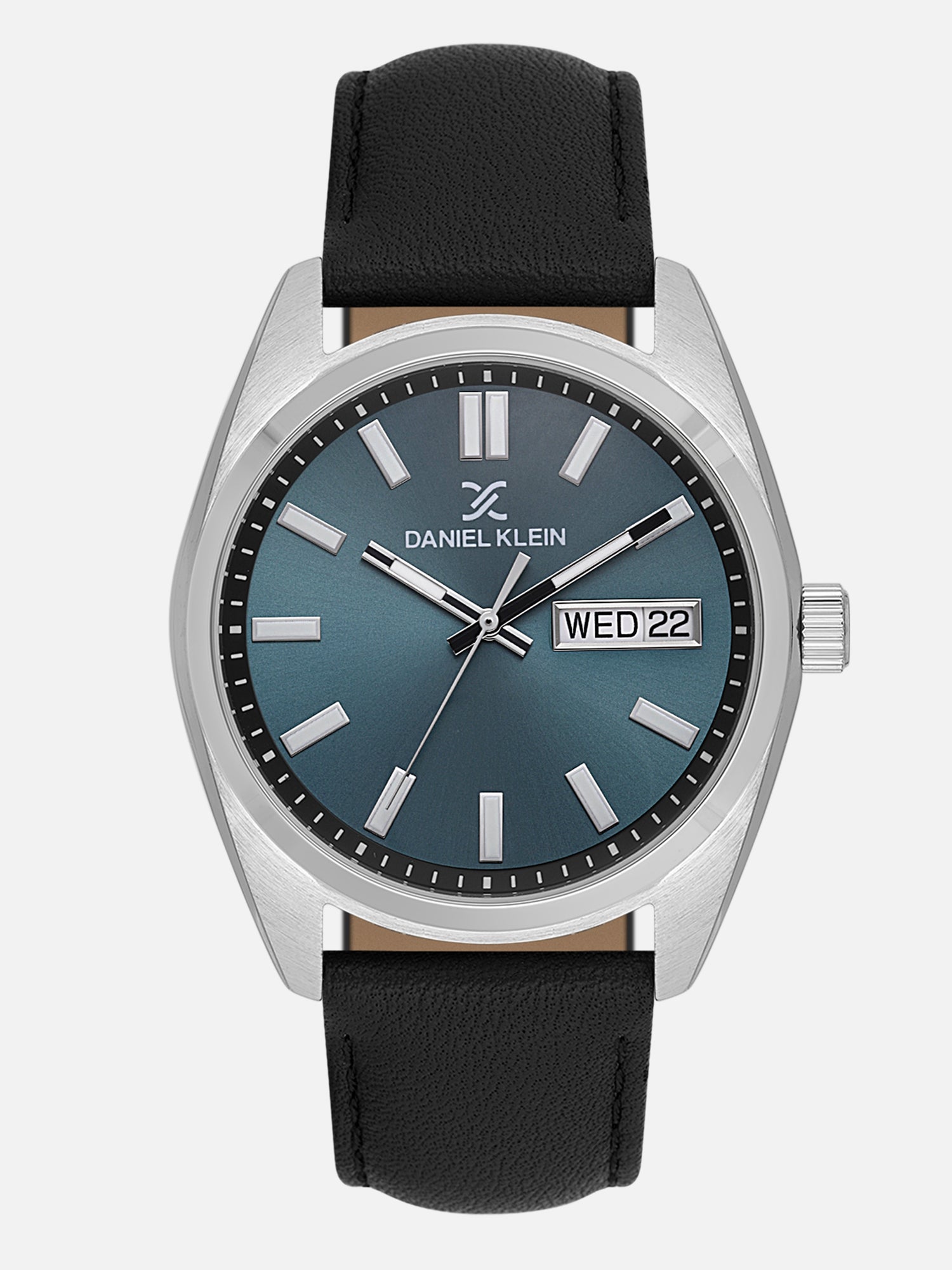 Daniel Klein Analog Green Round Dial Silver Case Black Strap Quartz Water-Resistant Wrist Watch for Men Boys DK.1.14196-4