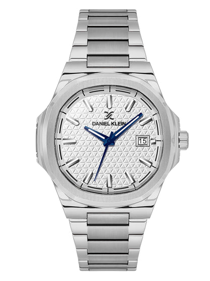 Daniel Klein Analog Silver Round Dial Silver Case Silver Strap Quartz Water-Resistant Wrist Watch for Men Boys DK.1.14201-1