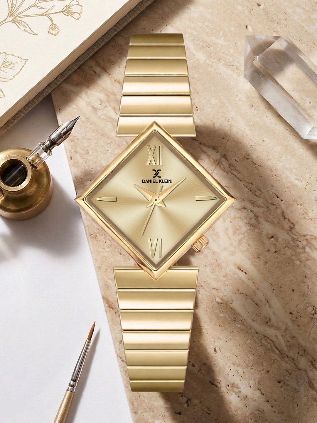 Daniel Klein Women Analog Watch | Gold Case | Gold Dial | Gold Strap | 30 mm | Water Resistant 3 ATM | DK.20.10010-1