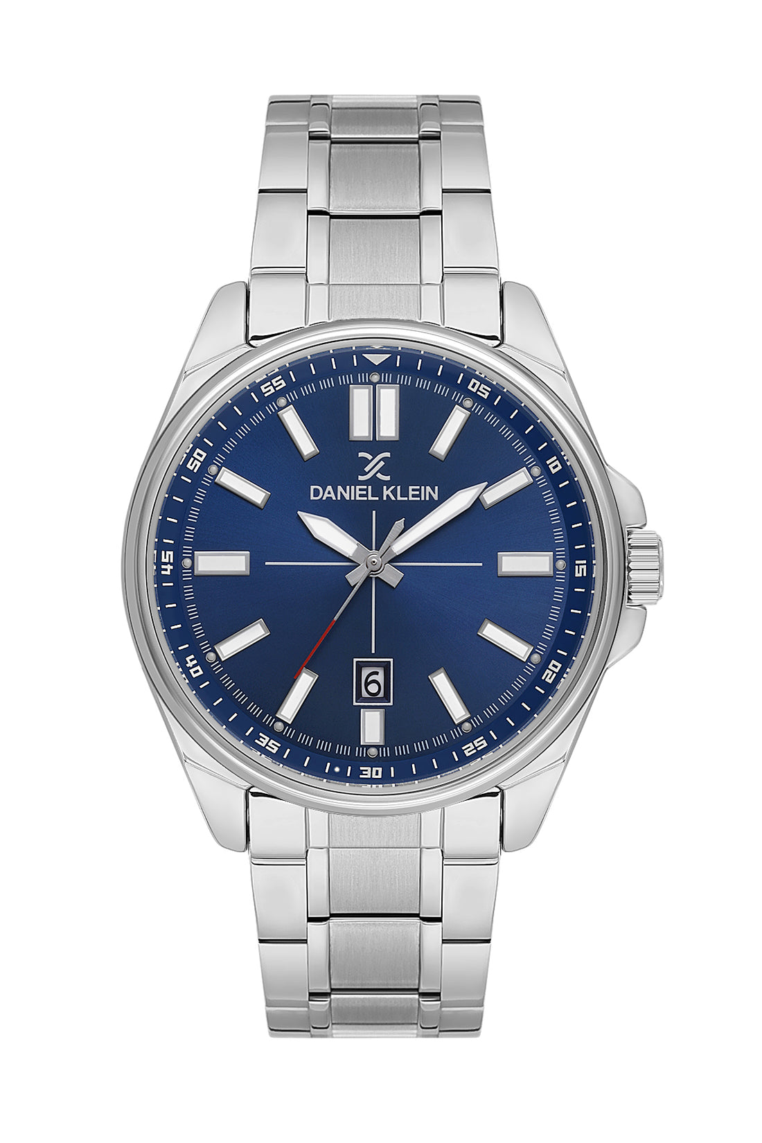 Daniel Klein Analog Dark Blue Round Dial Silver Case Silver Strap Quartz Water-Resistant Wrist Watch for Men Boys DK.6.14202-3