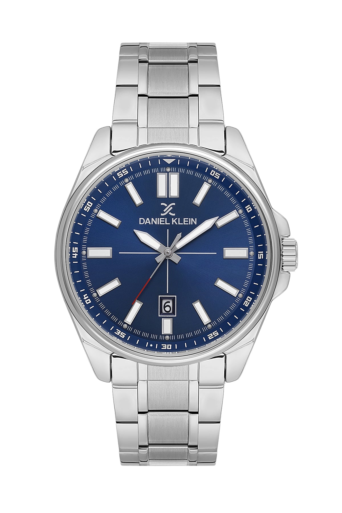 Daniel Klein Analog Dark Blue Round Dial Silver Case Silver Strap Quartz Water-Resistant Wrist Watch for Men Boys DK.6.14202-3