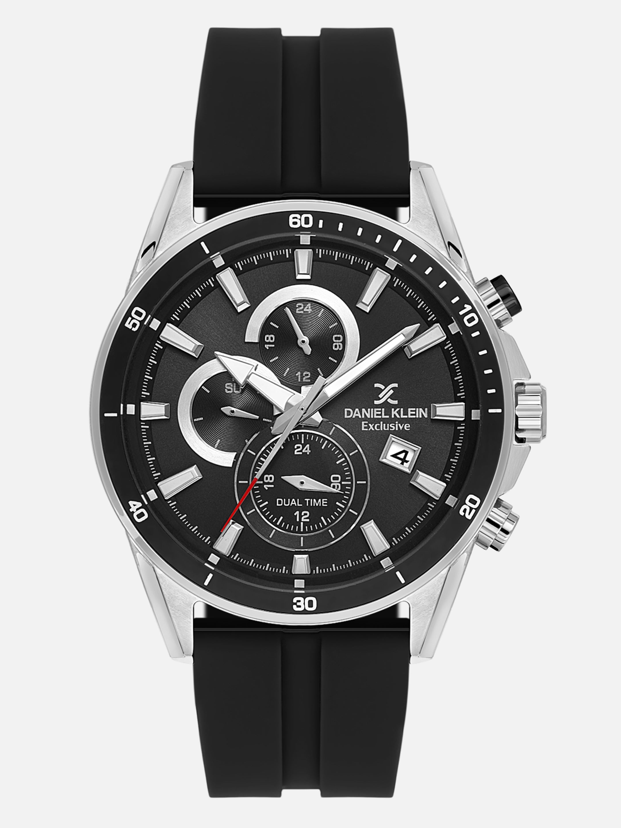 Daniel Klein Analog Black Round Dial Silver Case Black Strap Quartz Water-Resistant Wrist Watch for Men Boys DK.1.14246-2