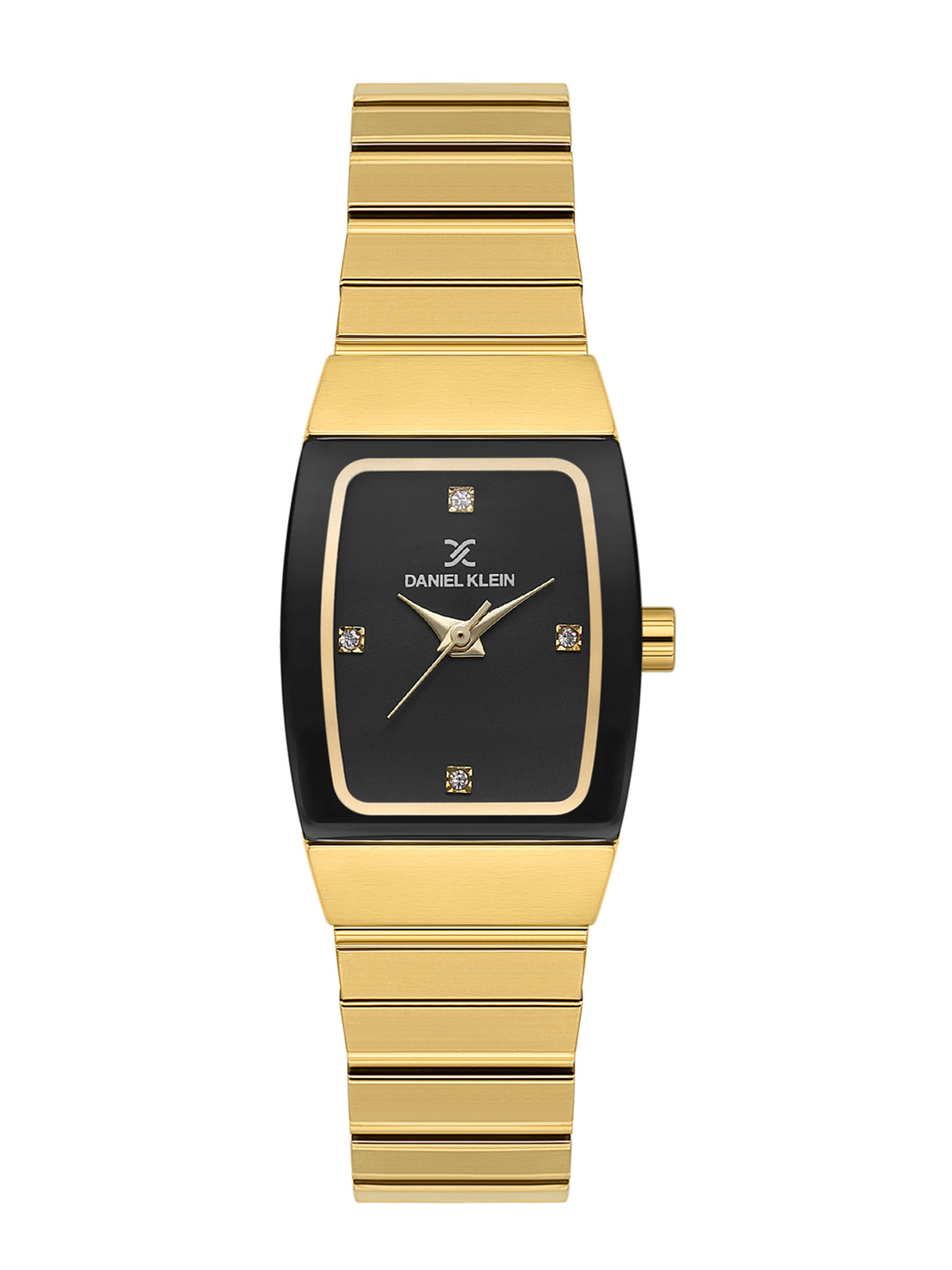 Daniel Klein Analog Black Round Dial Gold/Black Case Gold Strap Quartz Water-Resistant Wrist Watch for Women Girls, Ladies DK.1.14191-4