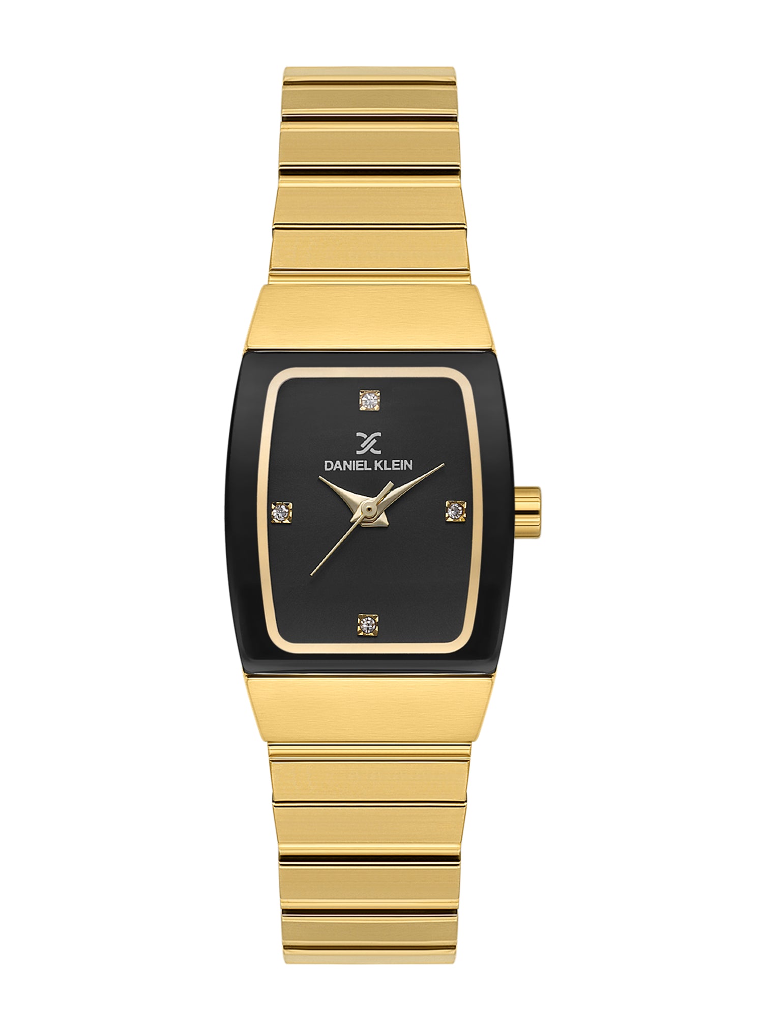 Daniel Klein Analog Black Round Dial Gold/Black Case Gold Strap Quartz Water-Resistant Wrist Watch for Women Girls, Ladies DK.1.14191-4