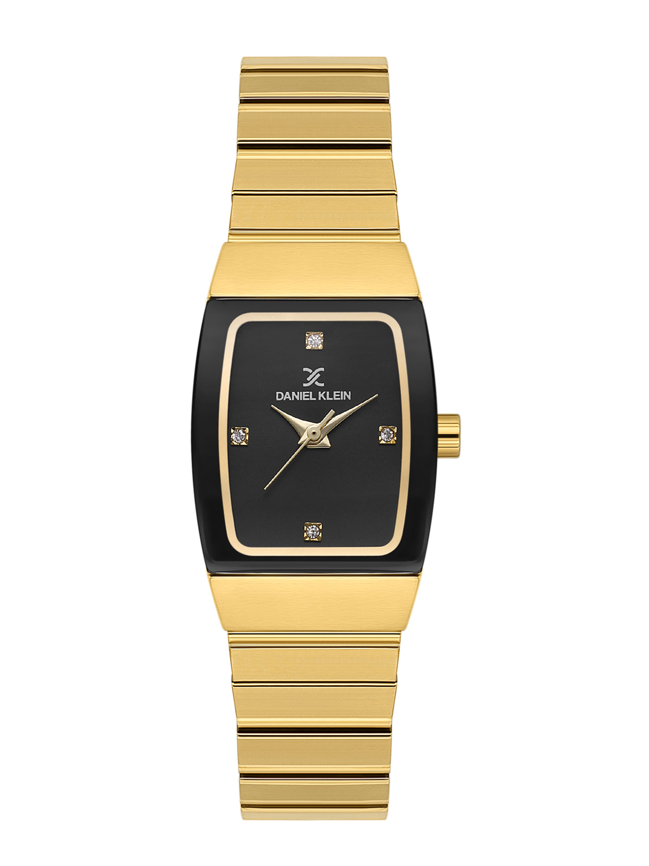 Daniel Klein Analog Black Round Dial Gold/Black Case Gold Strap Quartz Water-Resistant Wrist Watch for Women Girls, Ladies DK.1.14191-4