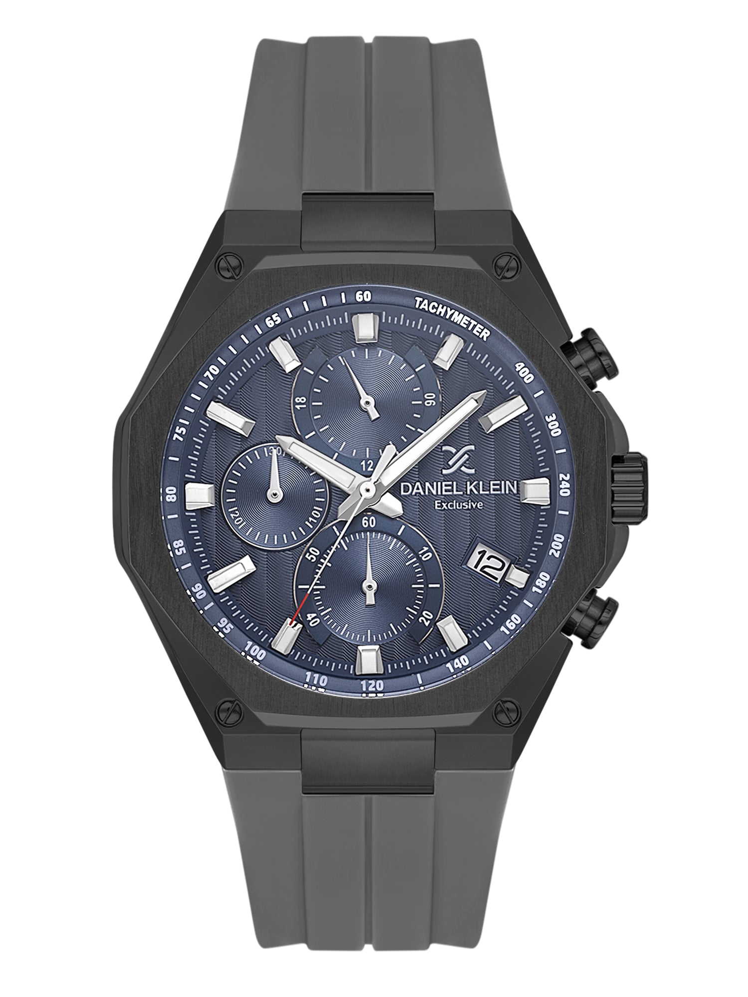 Daniel Klein Analog Blue Round Dial Gunmetalmetal Case Cool Grey 11C Strap Quartz Water-Resistant Wrist Watch for Men Boys DK.1.14258-6