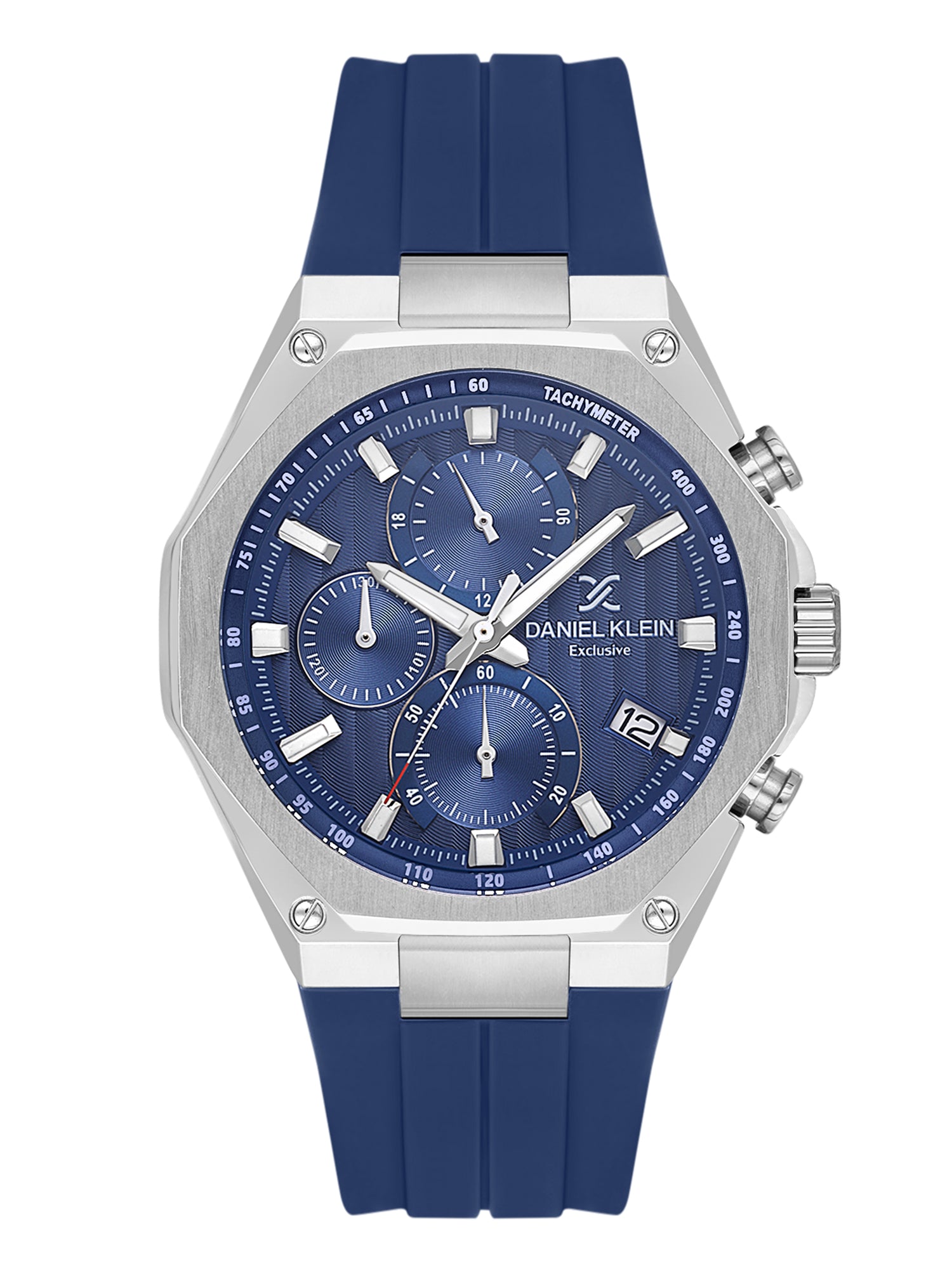 Daniel Klein Analog Dark Blue Round Dial Silver Case Dark Blue Strap Quartz Water-Resistant Wrist Watch for Men Boys DK.1.14258-3