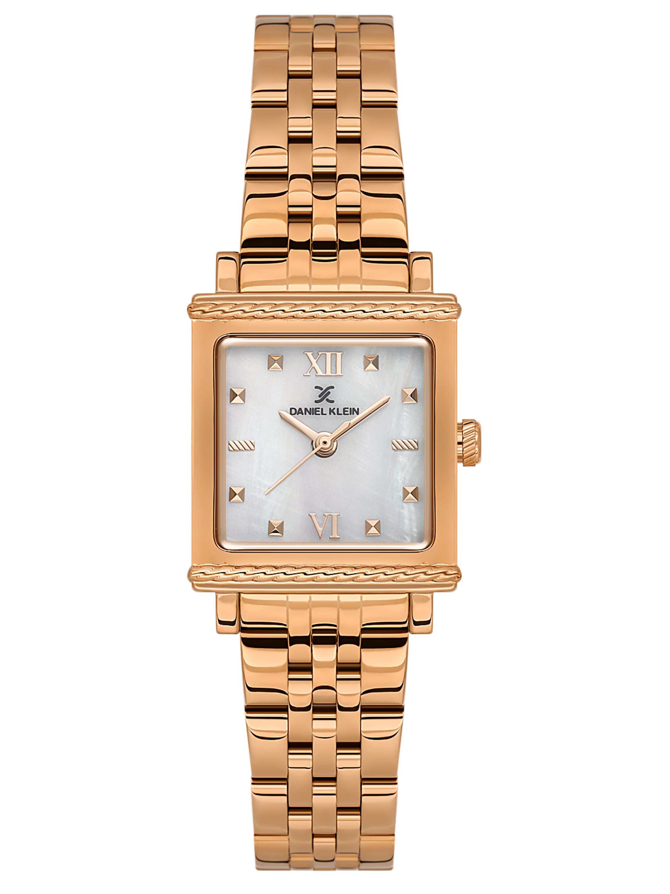 Daniel Klein Analog White Mop Round Dial Pink Rose Gold Case Pink Rose Gold Strap Quartz Water-Resistant Wrist Watch for Women Girls, Ladies DK.1.14168-5