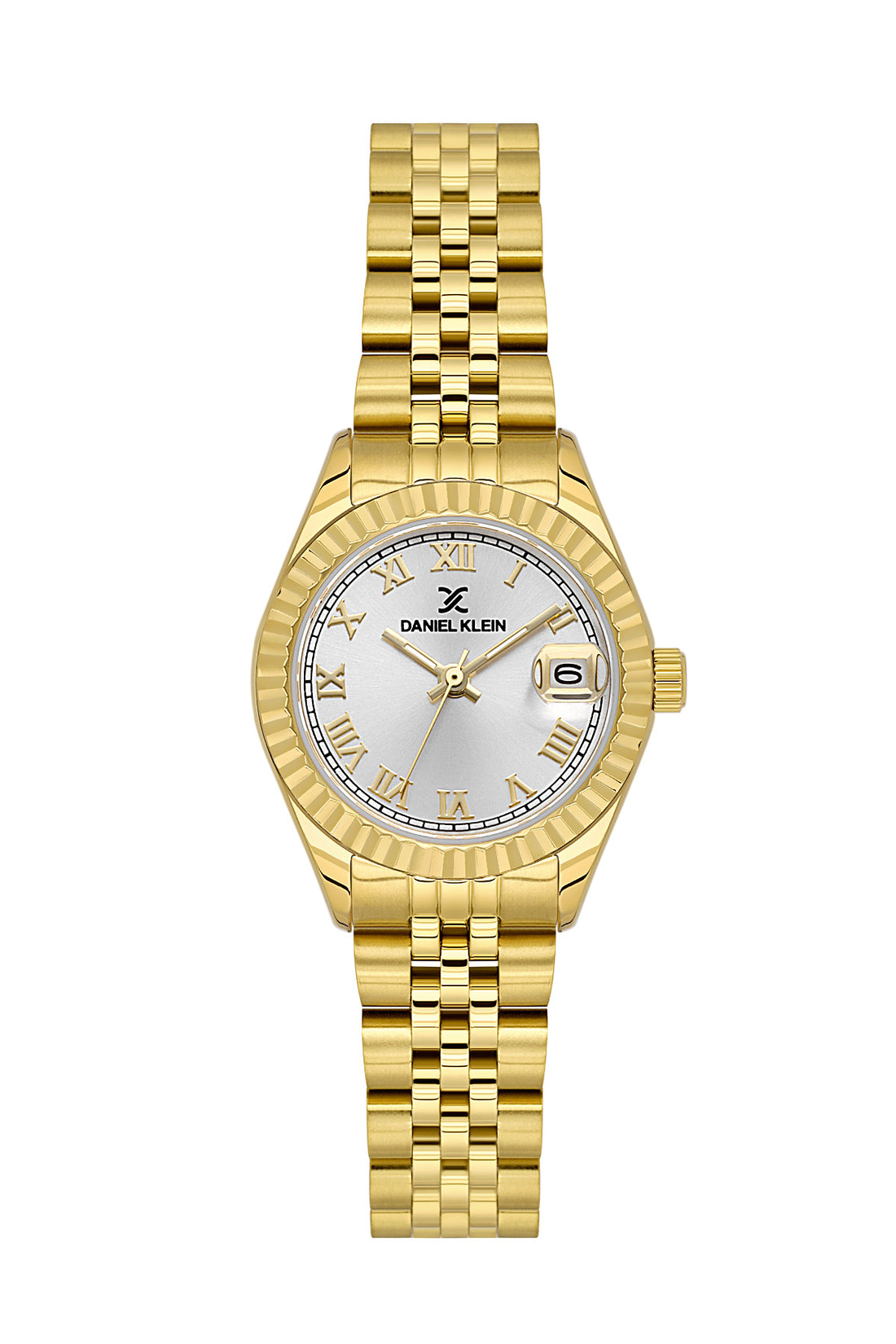 Daniel Klein Silver Dial Gold Strap Women’s Analog Watch DK.1.14097-2