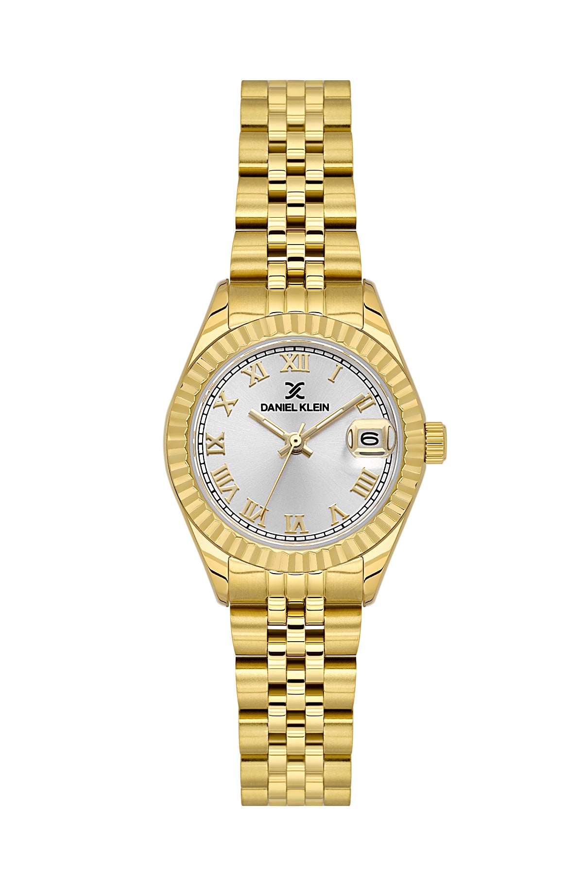 Daniel Klein Silver Dial Gold Strap Women’s Analog Watch DK.1.14097-2