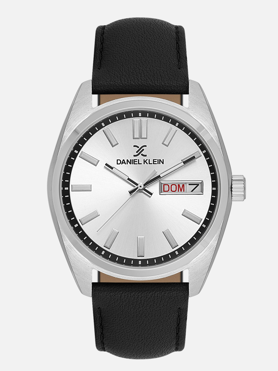 Daniel Klein Analog Silver Round Dial Silver Case Black Strap Quartz Water-Resistant Wrist Watch for Men Boys DK.1.14196-1