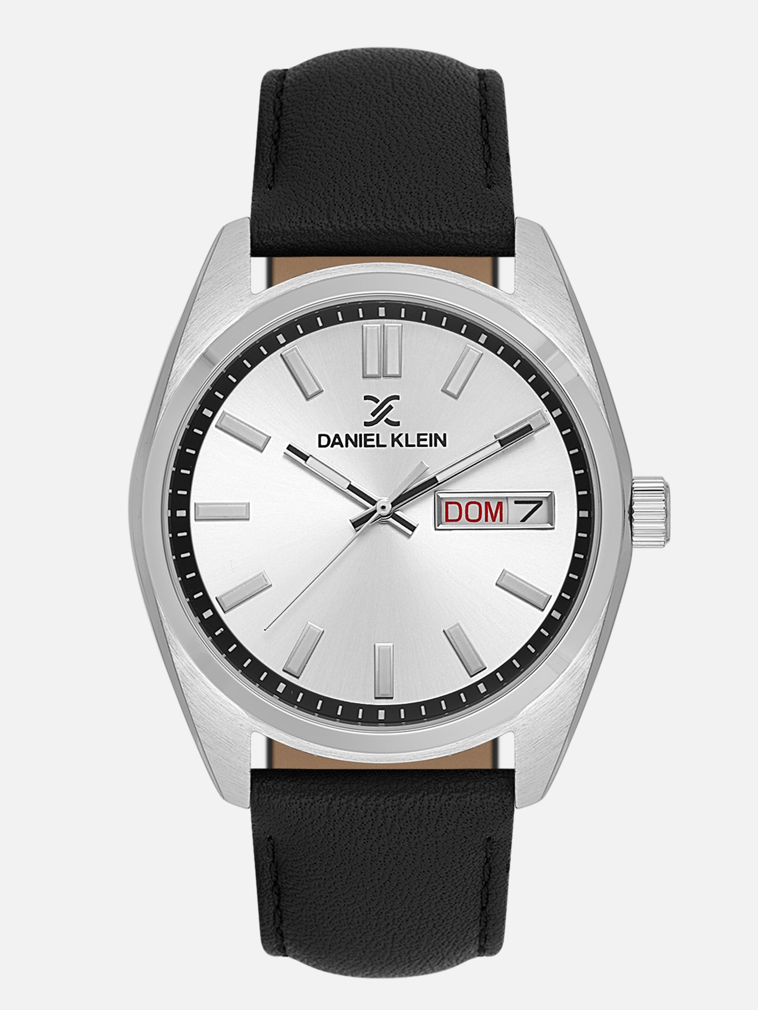 Daniel Klein Analog Silver Round Dial Silver Case Black Strap Quartz Water-Resistant Wrist Watch for Men Boys DK.1.14196-1