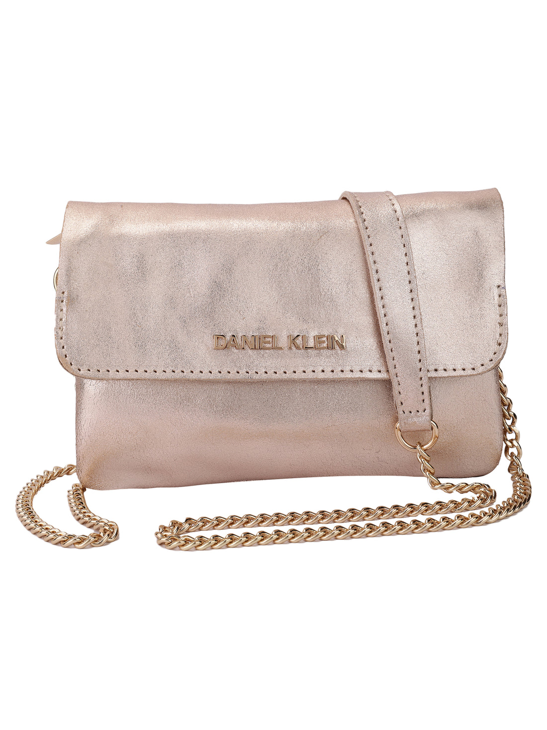 Daniel Klein Exclusive Genuien Leather Sleek Design Women Cross-Body Sling - Gold