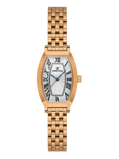 Daniel Klein Analog Silver Round Dial Pink Rose Gold Case Pink Rose Gold Strap Quartz Water-Resistant Wrist Watch for Women Girls, Ladies DK.1.14165-5