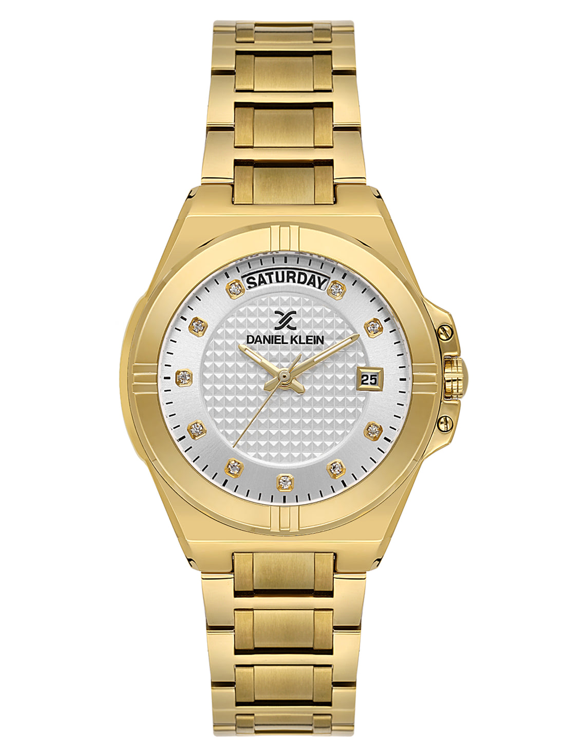 Daniel Klein Analog Silver Round Dial Gold Case Gold Strap Quartz Water-Resistant Wrist Watch for Women Girls, Ladies DK.1.14176-2