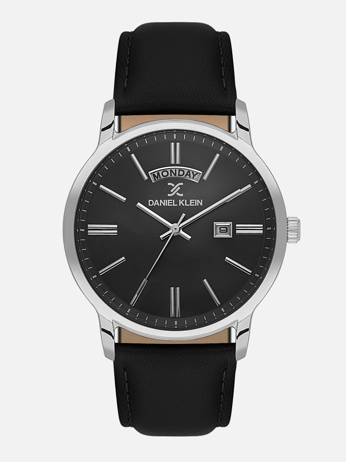 Daniel Klein Analog Black Round Dial Silver Case Black Strap Quartz Water-Resistant Wrist Watch for Men Boys DK.6.14204-2