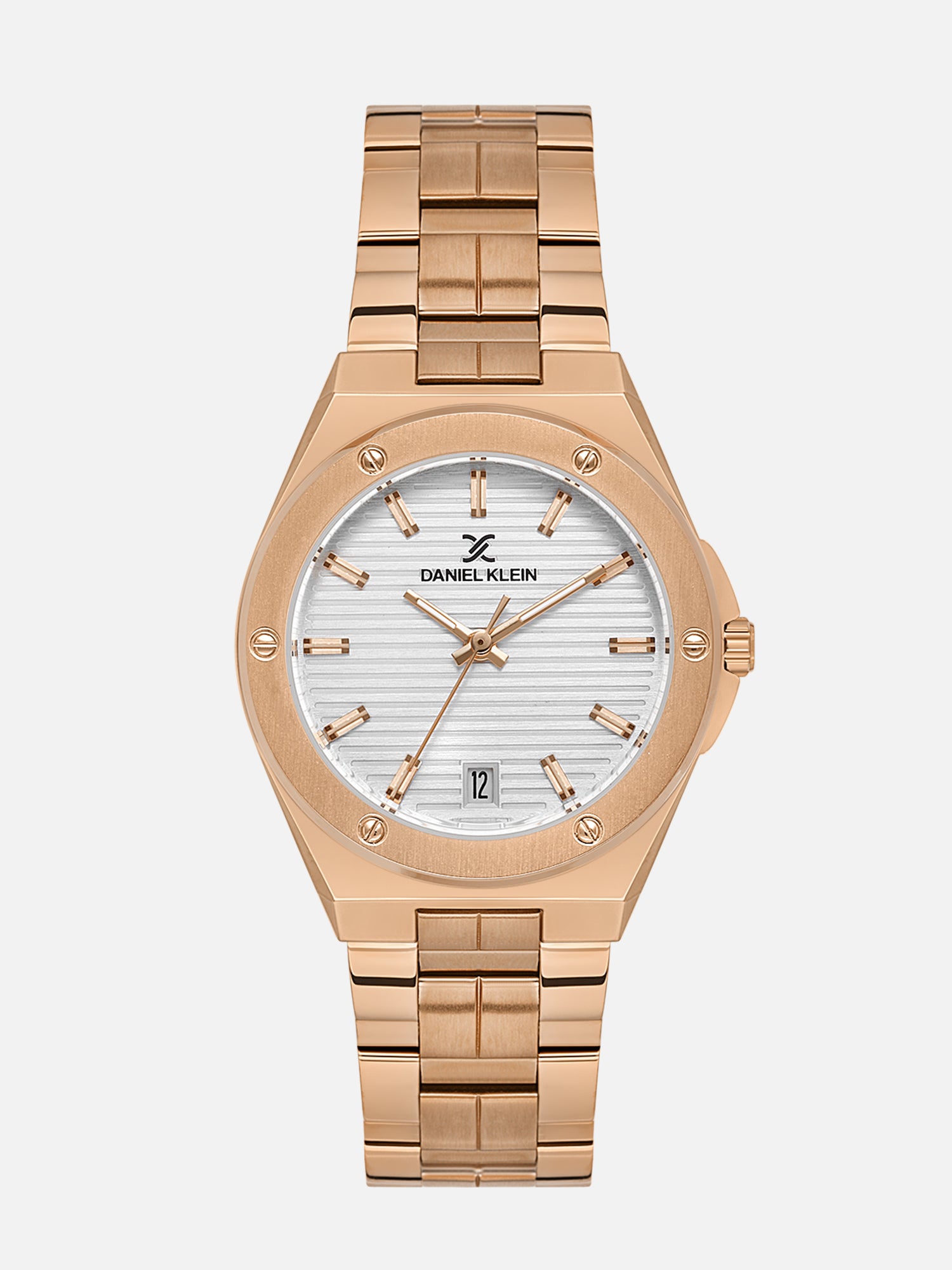 Daniel Klein Analog Silver Round Dial Pink Rose Gold Case Pink Rose Gold Strap Quartz Water-Resistant Wrist Watch for Women Girls, Ladies DK.1.14171-6