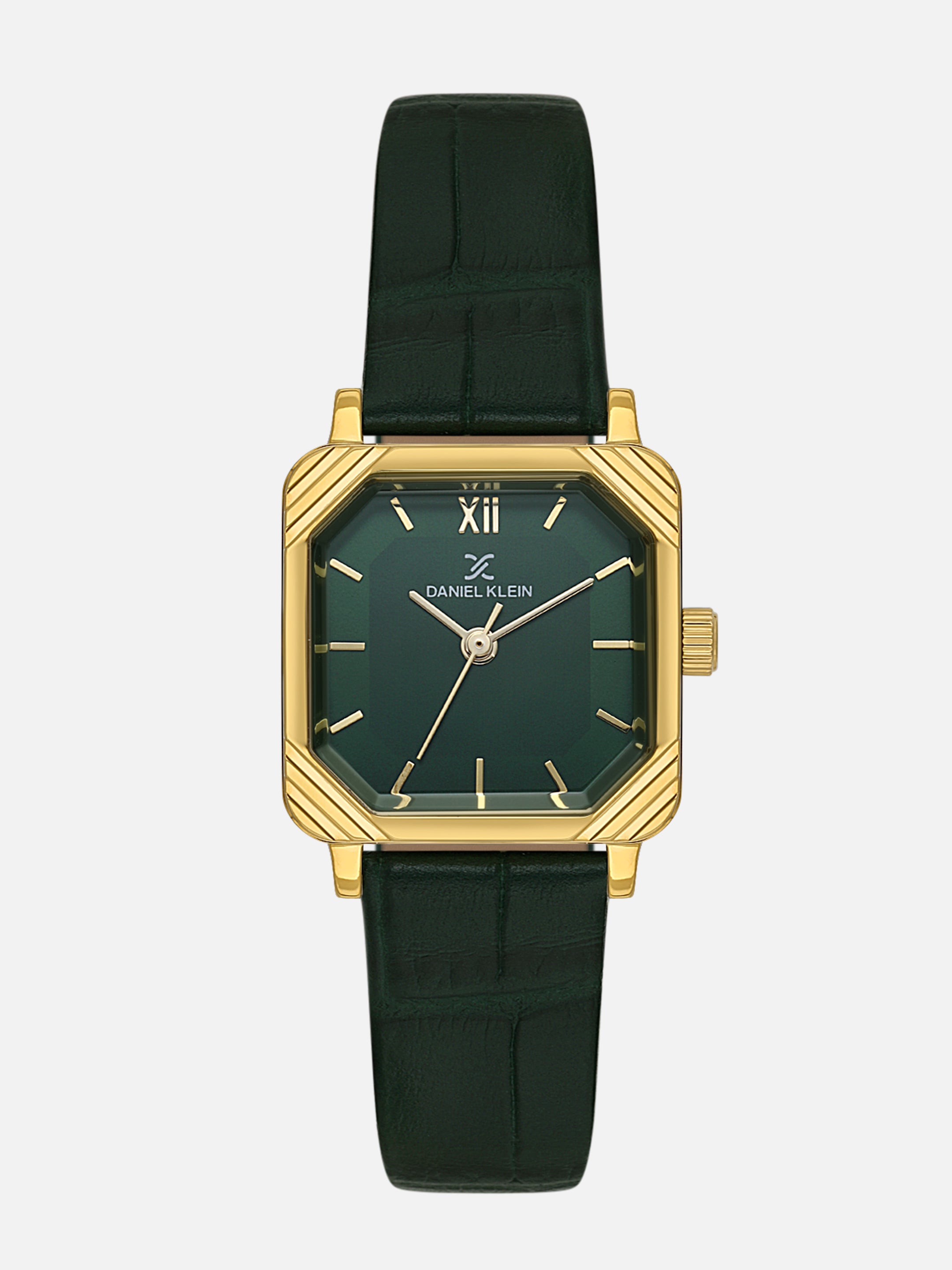Daniel Klein Analog Dark Green Round Dial Gold Case Dark Green Strap Quartz Water-Resistant Wrist Watch for Women Girls, Ladies DK.1.14154-4