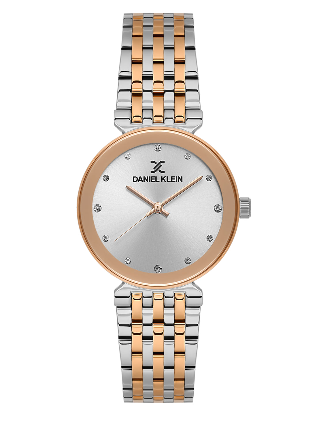Daniel Klein Analog Silver Round Dial Silver and Rose Gold Case Silver and Rose Gold Strap Quartz Water-Resistant Wrist Watch for Women Girls, Ladies DK.1.14175-6