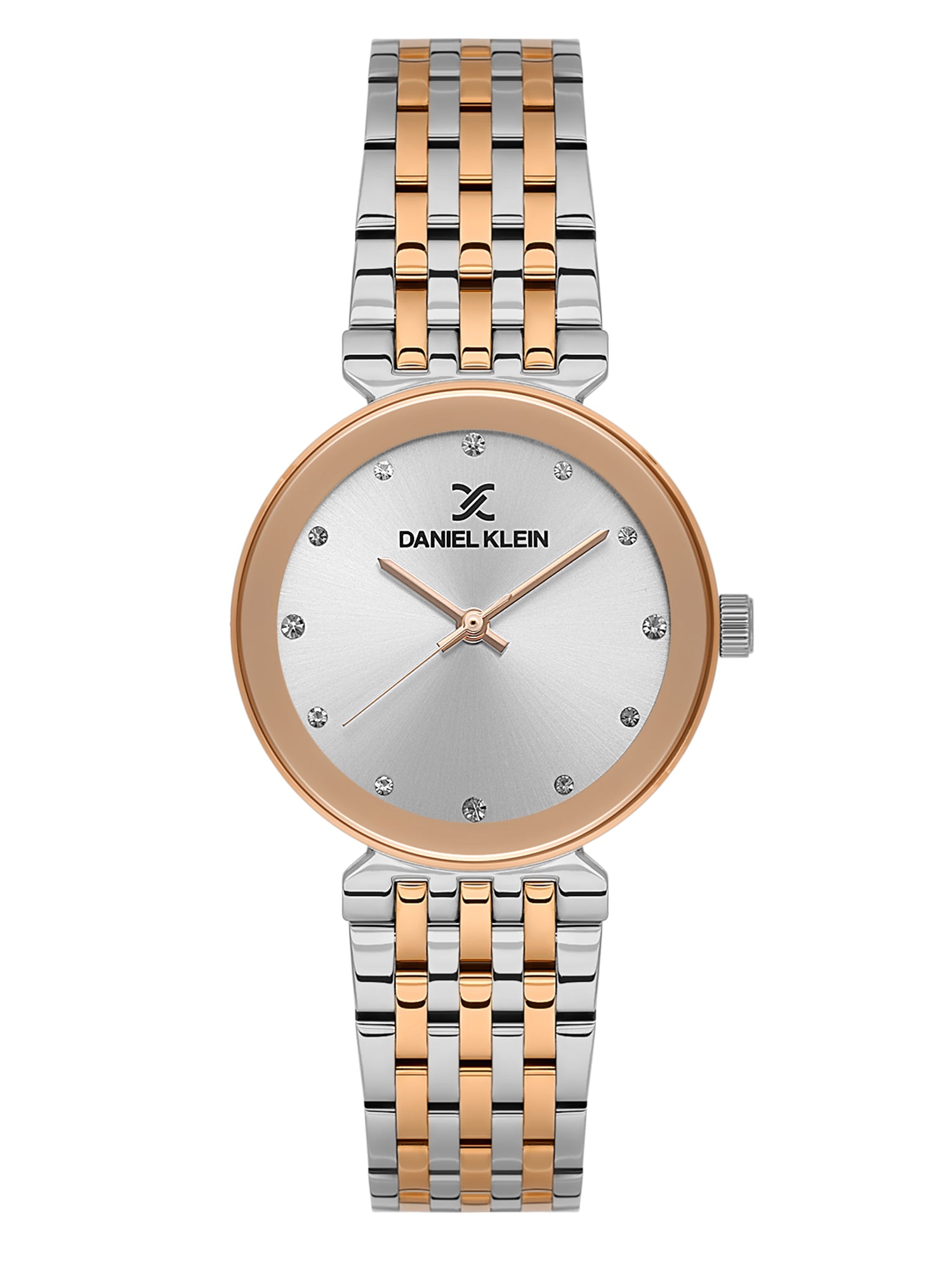 Daniel Klein Analog Silver Round Dial Silver and Rose Gold Case Silver and Rose Gold Strap Quartz Water-Resistant Wrist Watch for Women Girls, Ladies DK.1.14175-6