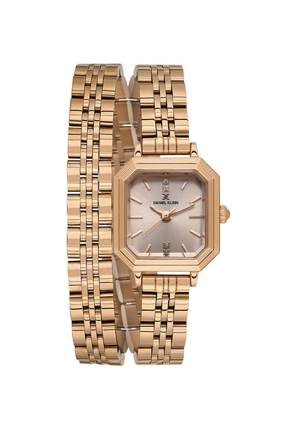 Daniel Klein Light Rose Gold Dial Pink Rose Gold Strap Women’s Analog Watch DK.1.14098-5