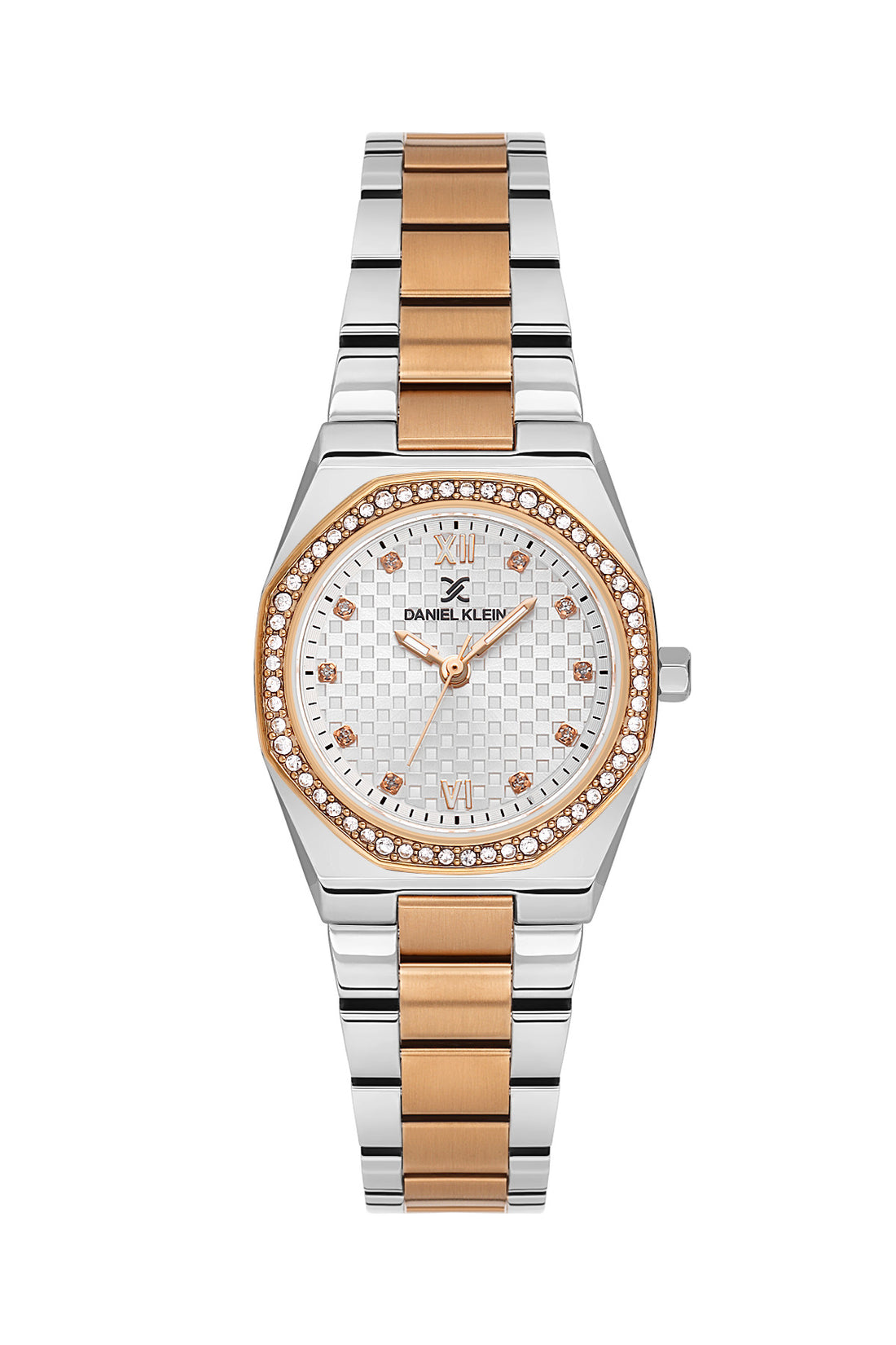 Daniel Klein Silver Dial Silver–Rose Gold Strap Women’s Analog Watch DK.1.14099-6