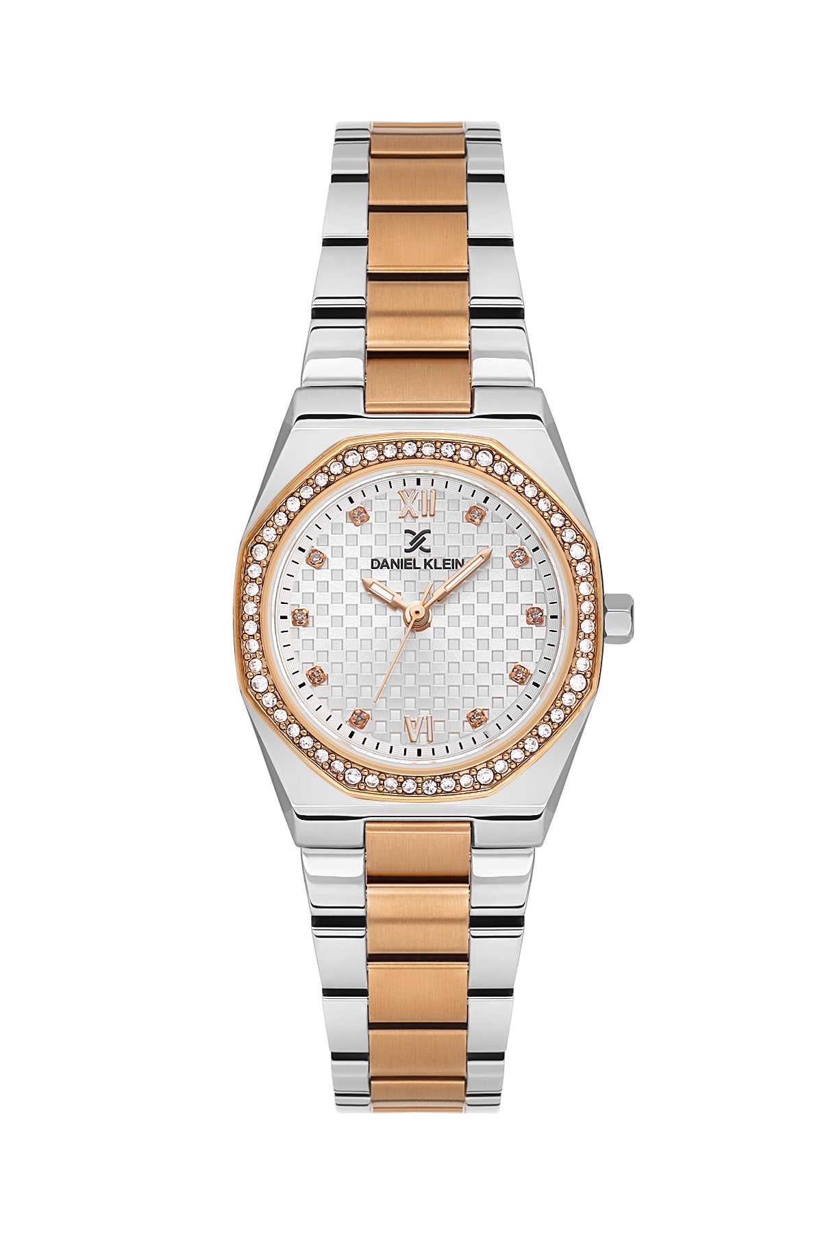 Daniel Klein Silver Dial Silver–Rose Gold Strap Women’s Analog Watch DK.1.14099-6
