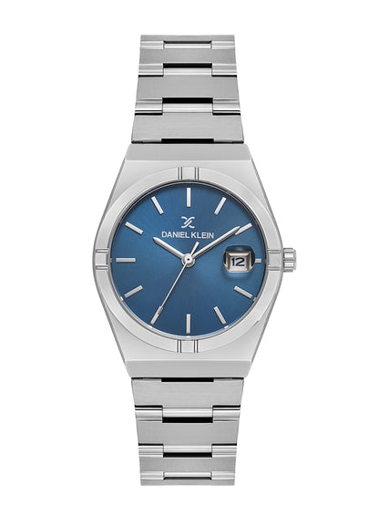 Daniel Klein Analog Blue Round Dial Silver Case Silver Strap Quartz Water-Resistant Wrist Watch for Women Girls, Ladies DK.1.14170-2