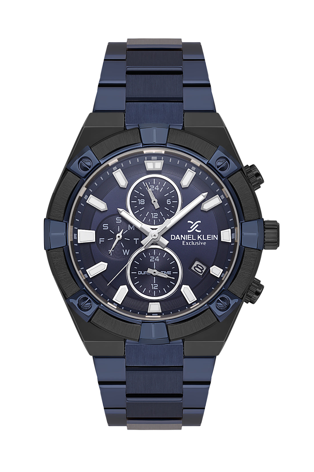 Daniel Klein Analog Blue Round Dial Black Case Blue Strap Quartz Water-Resistant Wrist Watch for Men Boys DK.1.14242-5