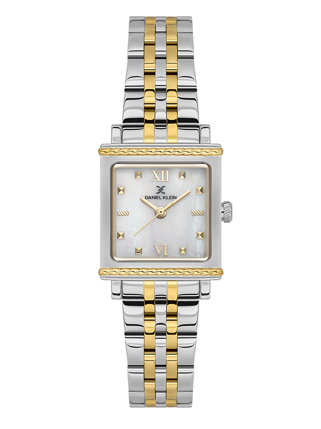 Daniel Klein Analog White Mop Round Dial Silver and Gold Case Silver and Gold Strap Quartz Water-Resistant Wrist Watch for Women Girls, Ladies DK.1.14168-3