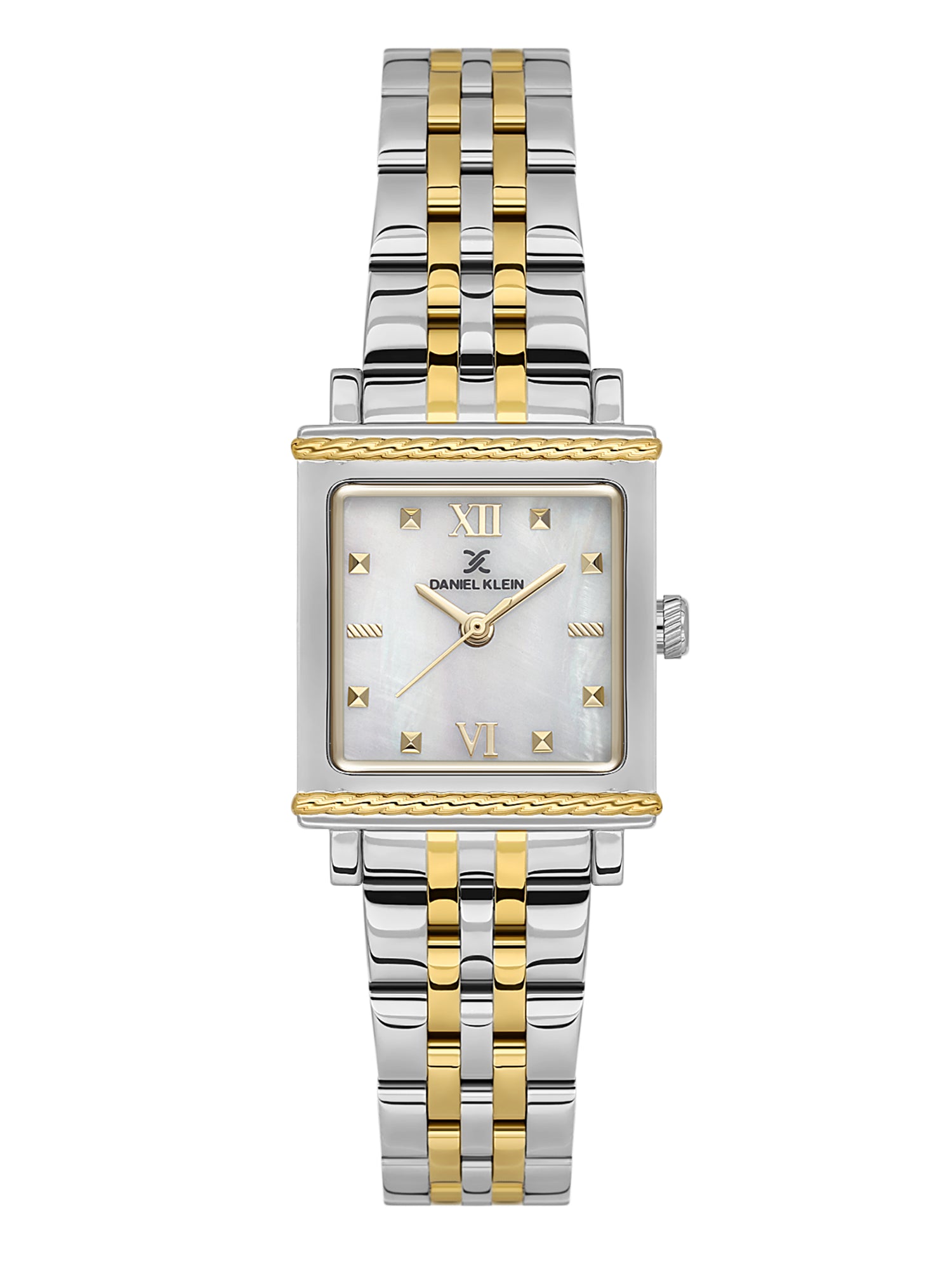 Daniel Klein Analog White Mop Round Dial Silver and Gold Case Silver and Gold Strap Quartz Water-Resistant Wrist Watch for Women Girls, Ladies DK.1.14168-3