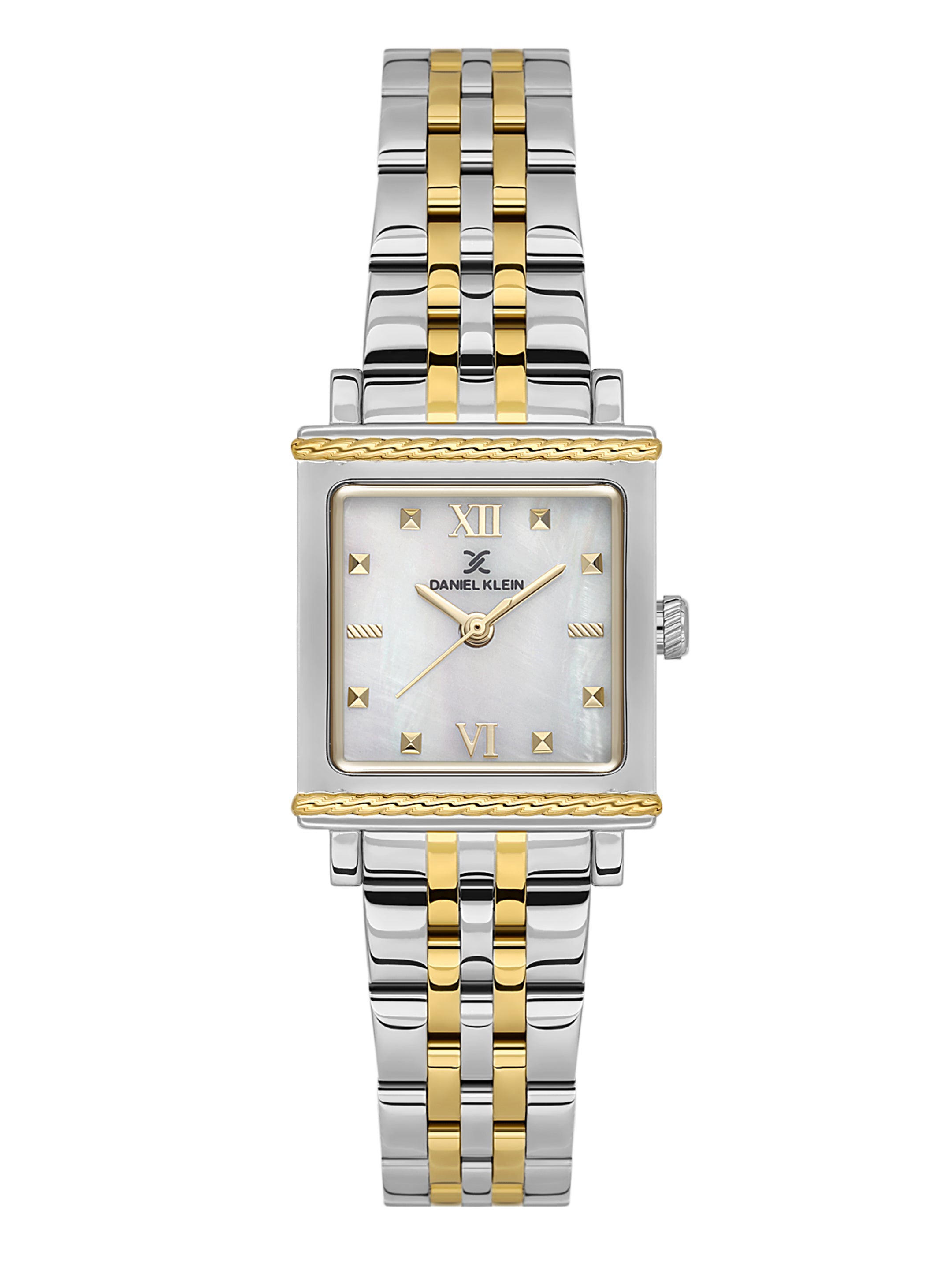 Daniel Klein Analog White Mop Round Dial Silver and Gold Case Silver and Gold Strap Quartz Water-Resistant Wrist Watch for Women Girls, Ladies DK.1.14168-3