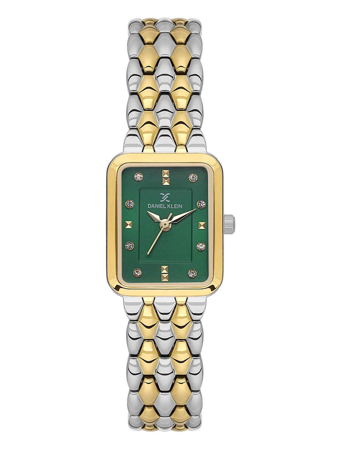 Daniel Klein Analog Dark Green Round Dial Silver and Gold Case Silver and Gold Strap Quartz Water-Resistant Wrist Watch for Women Girls, Ladies DK.1.14158-4