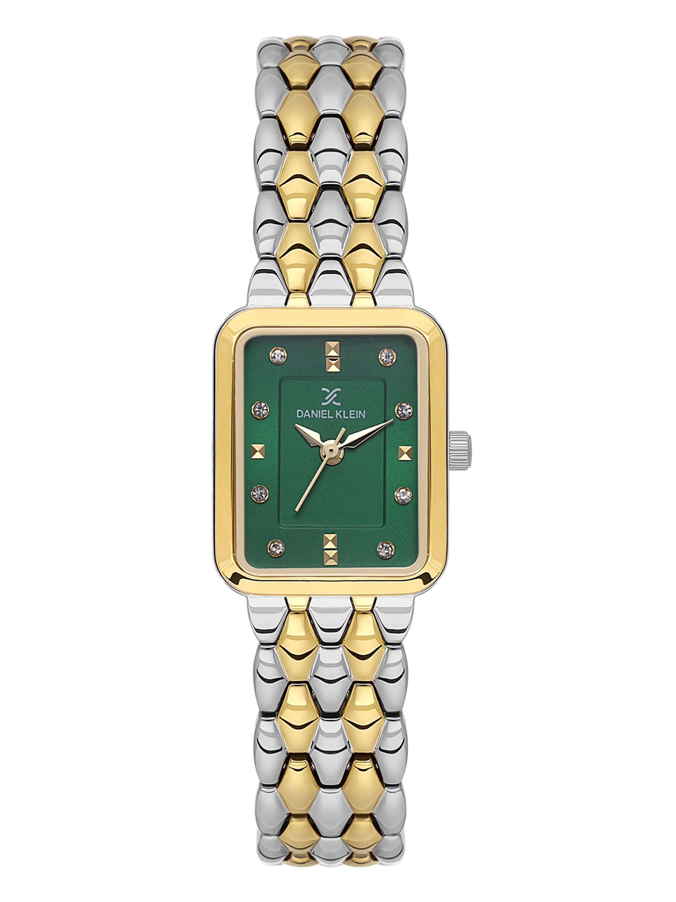 Daniel Klein Analog Dark Green Round Dial Silver and Gold Case Silver and Gold Strap Quartz Water-Resistant Wrist Watch for Women Girls, Ladies DK.1.14158-4