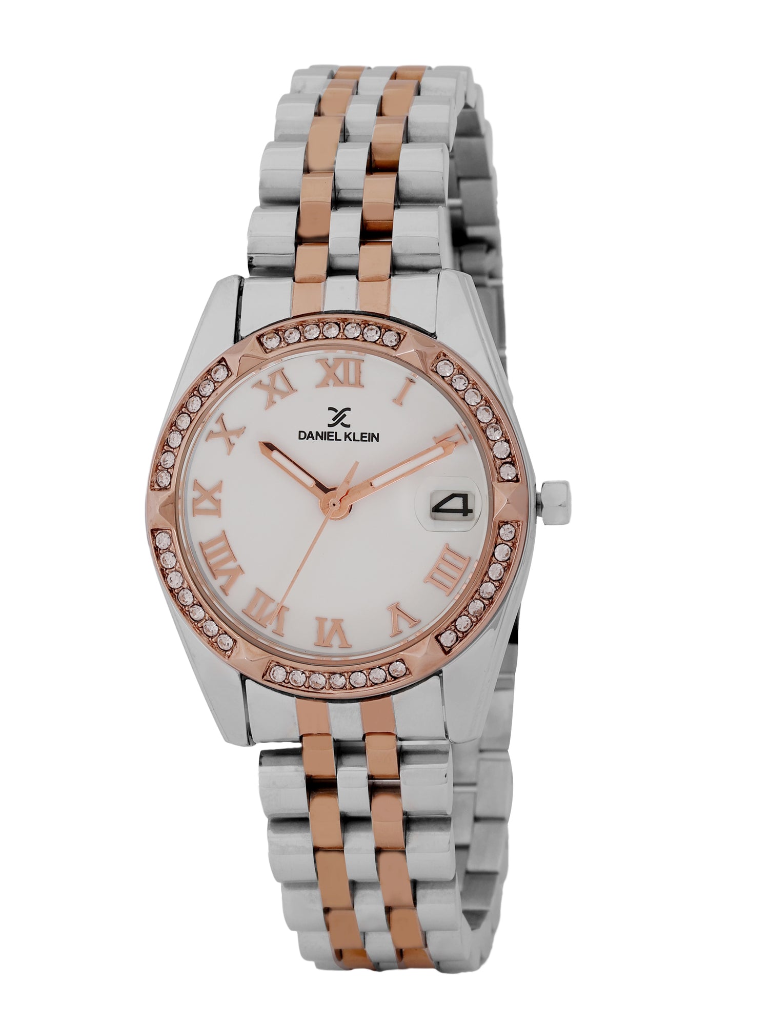 &quot;Daniel Klein Women’s Two-Tone Silver &amp; Gold Bracelet Watch – Classic White Dial, Premium Design &quot;