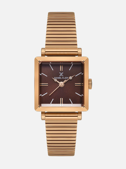 Daniel Klein Analog D.Brown Round Dial Pink Rose Gold Case Pink Rose Gold Strap Quartz Water-Resistant Wrist Watch for Women Girls, Ladies DK.1.14179-7