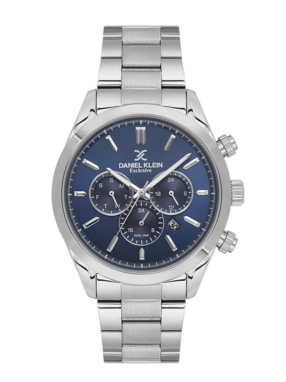 Daniel Klein Analog Silver Round Dial Silver Case Silver Strap Quartz Water-Resistant Wrist Watch for Men Boys DK.6.14259-1