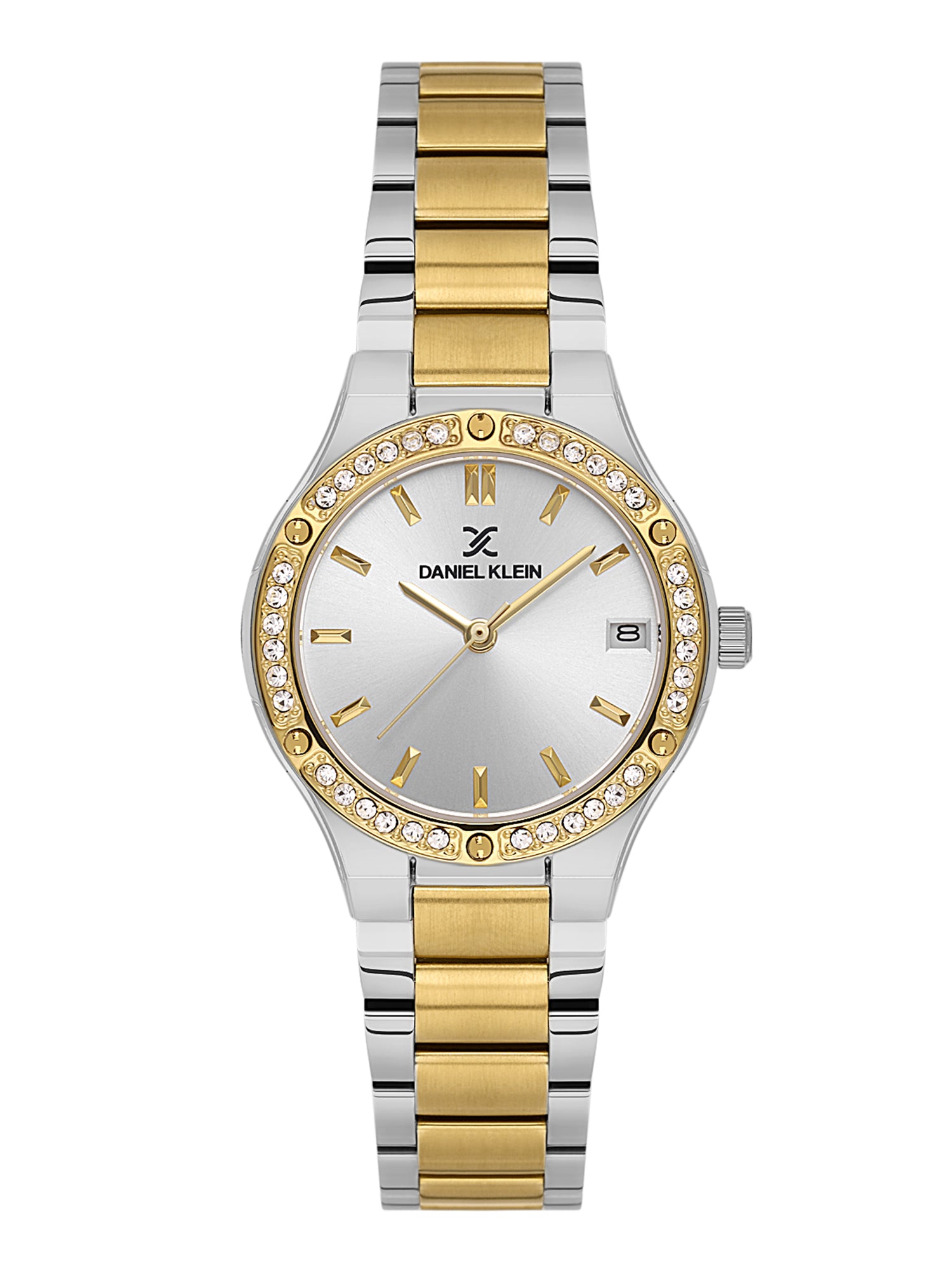 Daniel Klein Analog Silver Round Dial Silver and Gold Case Silver and Gold Strap Quartz Water-Resistant Wrist Watch for Women Girls, Ladies DK.1.14160-4