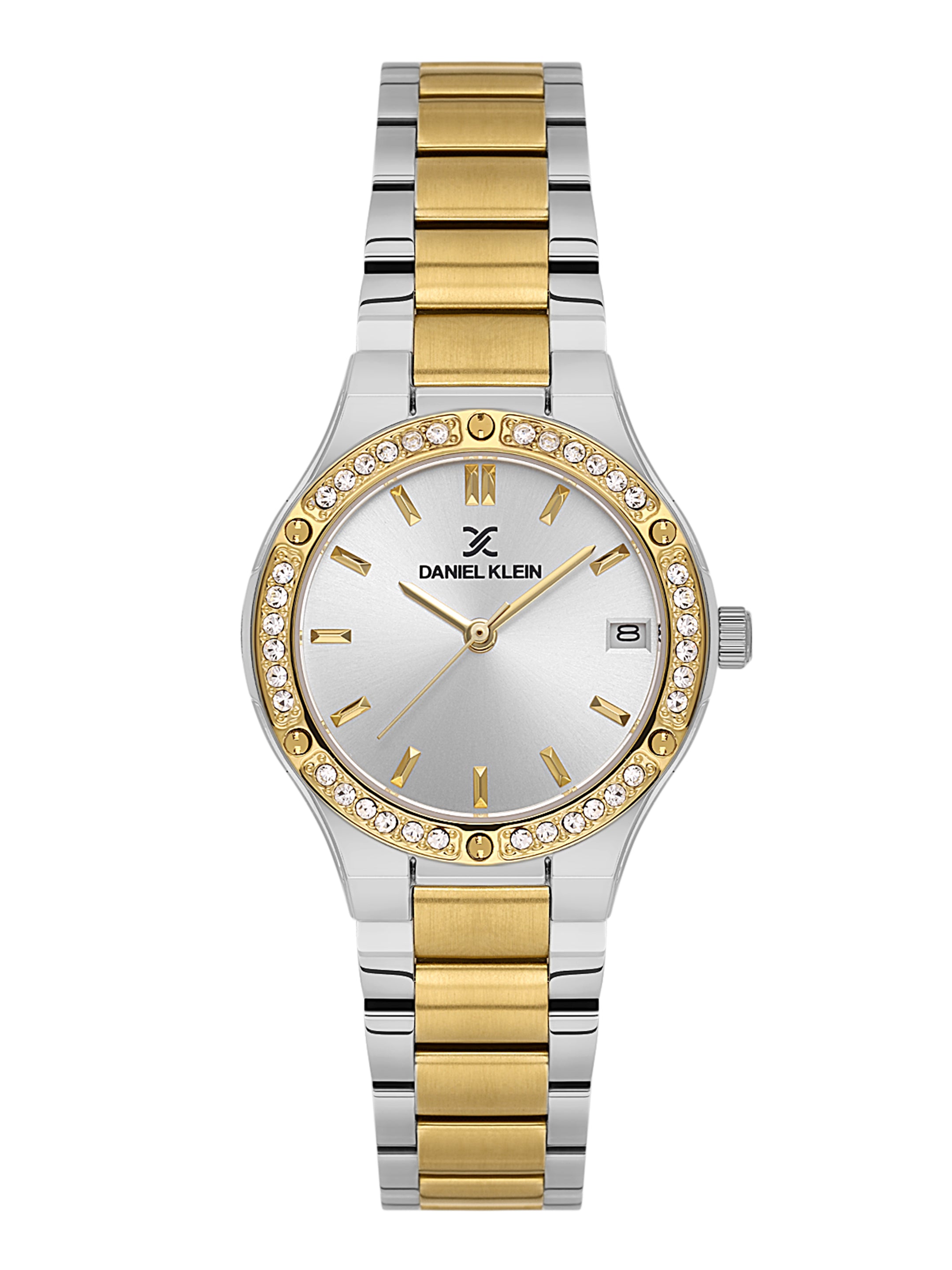 Daniel Klein Analog Silver Round Dial Silver and Gold Case Silver and Gold Strap Quartz Water-Resistant Wrist Watch for Women Girls, Ladies DK.1.14160-4